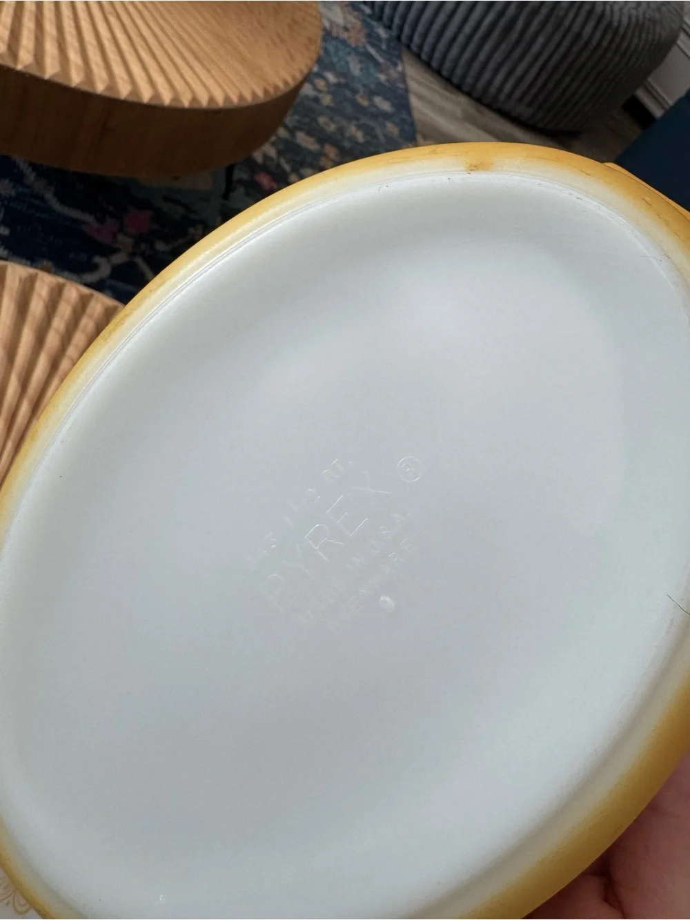 Pyrex Butterfly Gold oval casserole dish matching patterned Opal glass lid